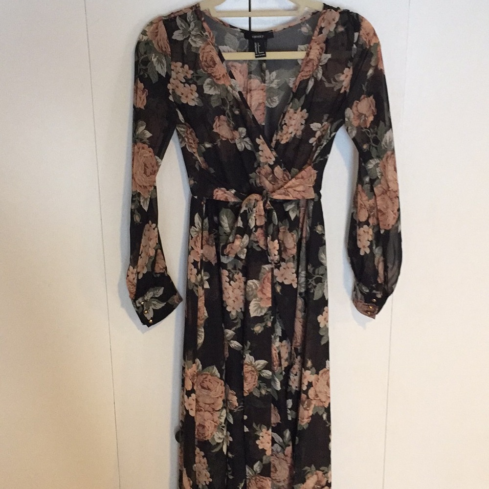 Long Floral Chiffon Dress
